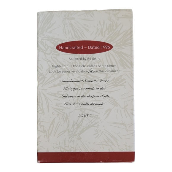 IOB HALLMARK SIGNED KEEPSAKE 1996 SANTA'S 4X4 RED JEEP HERE COMES SANTA ORNAMENT - Picture 6 of 15